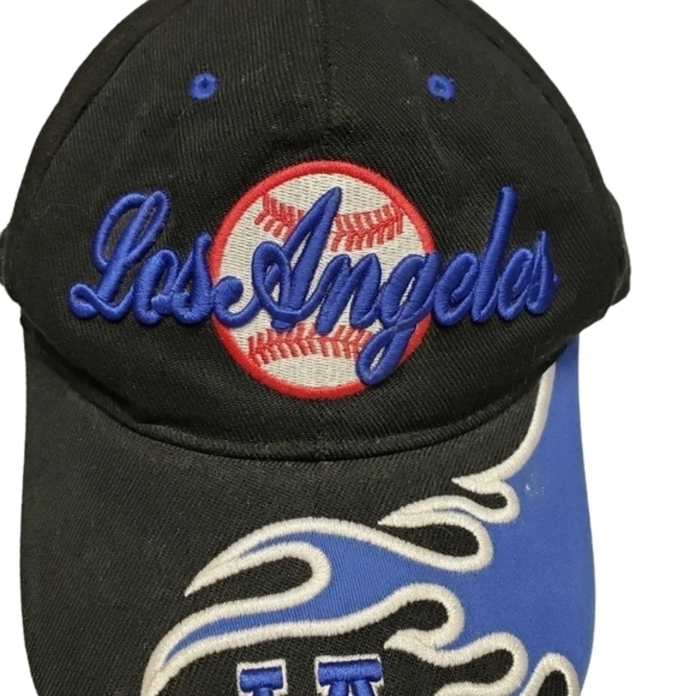Sams‎ Cap Baseball Hat Los Angeles Embroidered Black Blue Baseball Flame